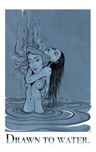 Poster "drawn to water" ausstellung Wien Regina Fröhlich, RabbitHole