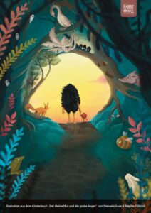 Illustration aus dem Kinderbuch „Der kleine Mut und die große Angst“ von Manuela Kuss & Regina Fröhlich