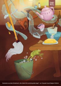 Illustration aus dem Kinderbuch „Der kleine Mut und die große Angst“ von Manuela Kuss & Regina Fröhlich