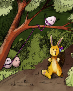 Bild "Die Rache der Ostereier" von Regina Fröhlich RabbitHole Illustration