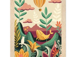 Bild "Katzenwal" im Holzrahmen von RabbitHole Regina Fröhlich Illustration